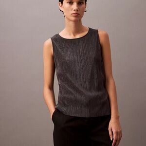 BNWT NEW Calvin Klein Plisse Tank Top Shirt Ebony issey mistake Sz X-LARGE!